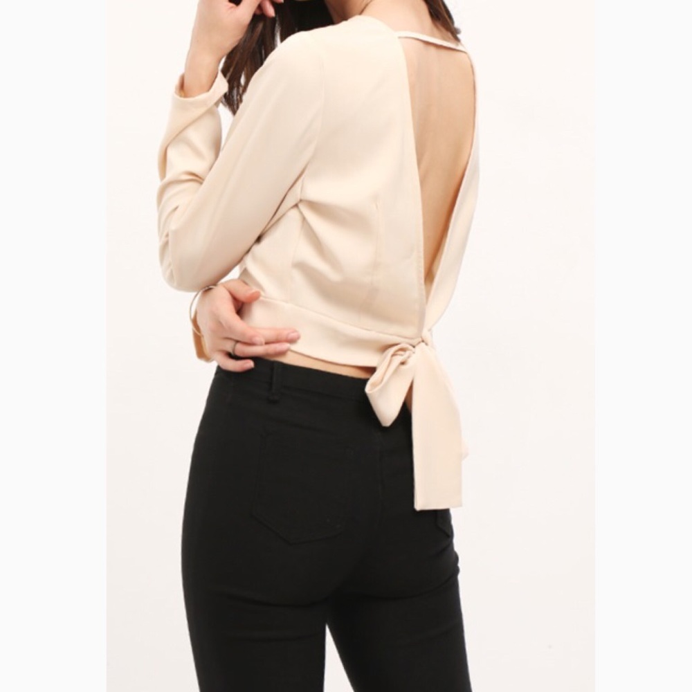 Open Back Long Sleeve Crop Top